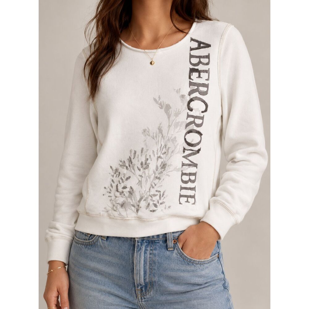 Vintage Abercrombie & Fitch Sweatshirt Large Y2K Graphic Pullover Classic Preppy